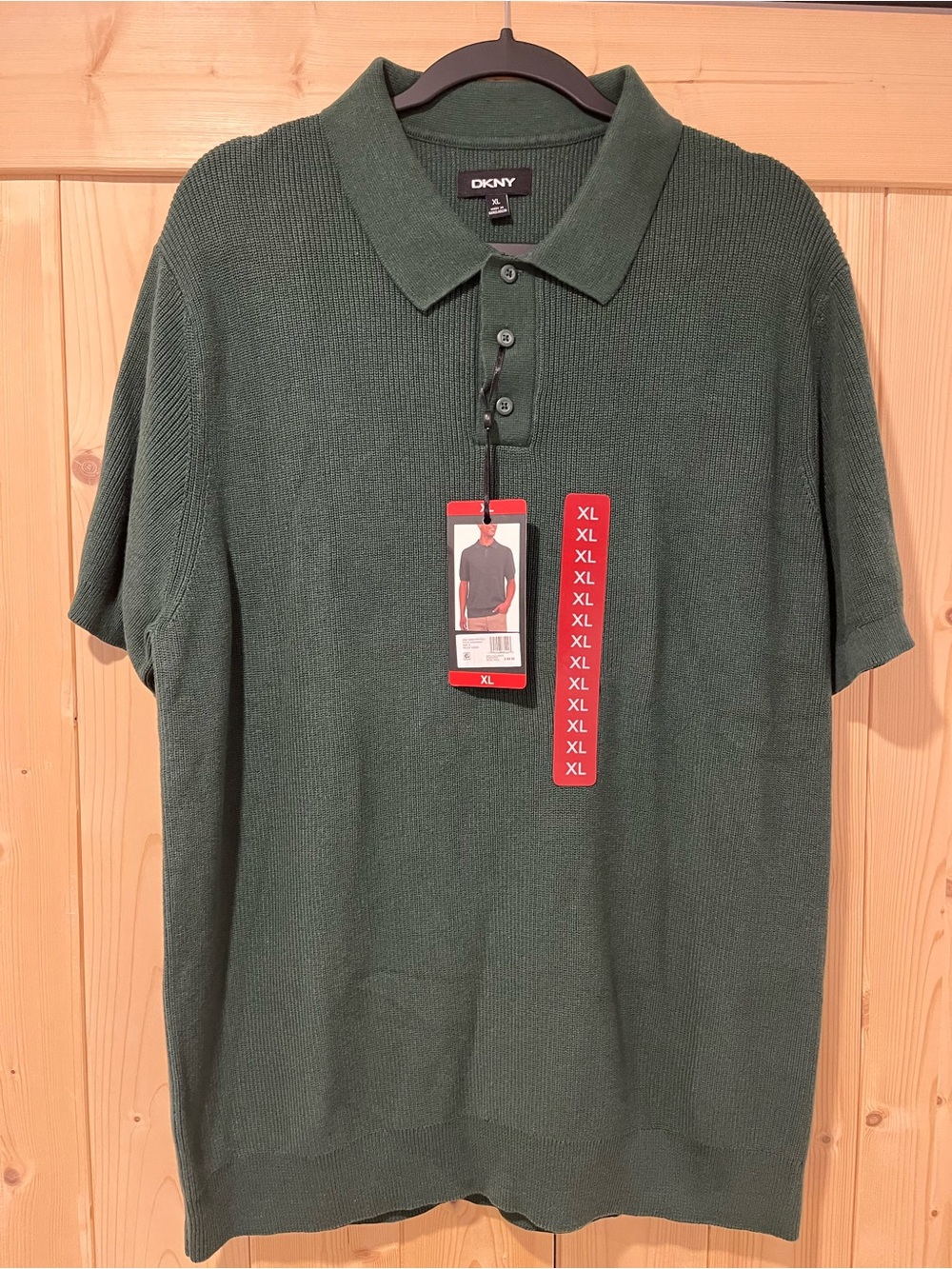 DKNY Men's Green Polo Knit Shirt XL Regular Fit